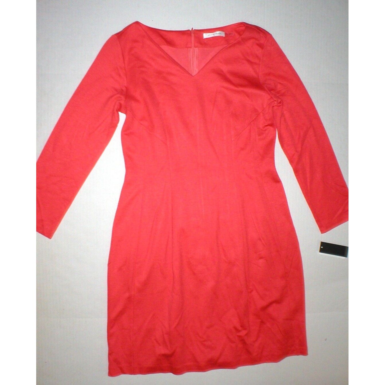 New Nwt Rayon Josie Natori Dress Double Knit Jersey S Womens Red Fit Flare Ls V